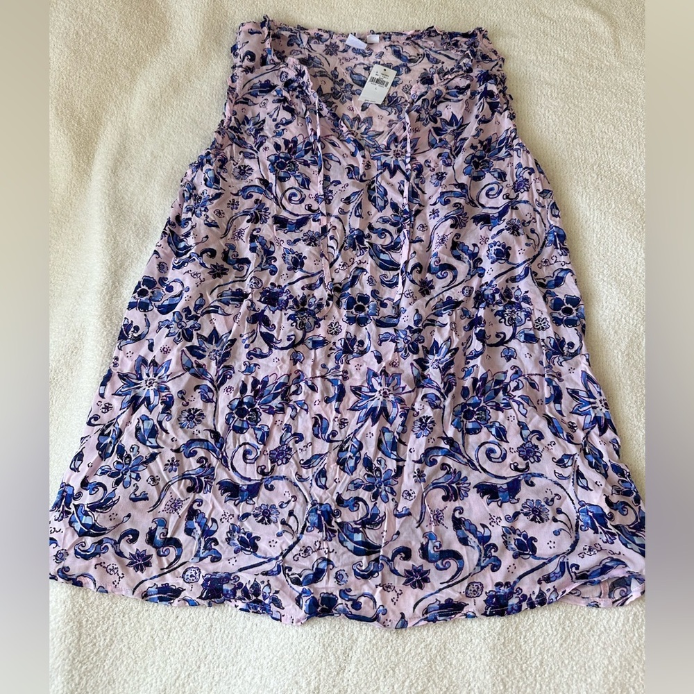 Gap blue and pink floral tank blouse size large